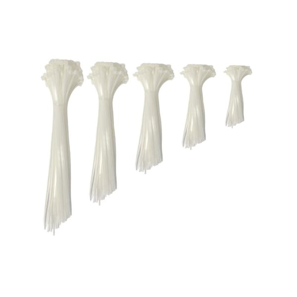 Kable Kontrol Cable Tie Kit, 4 in, 5-1/2 in, 8 in, 11 in, 14 in L, Natural, Nylon 6/6, 18 lb, 50 lb Strength CT-KIT-MS-NT - main